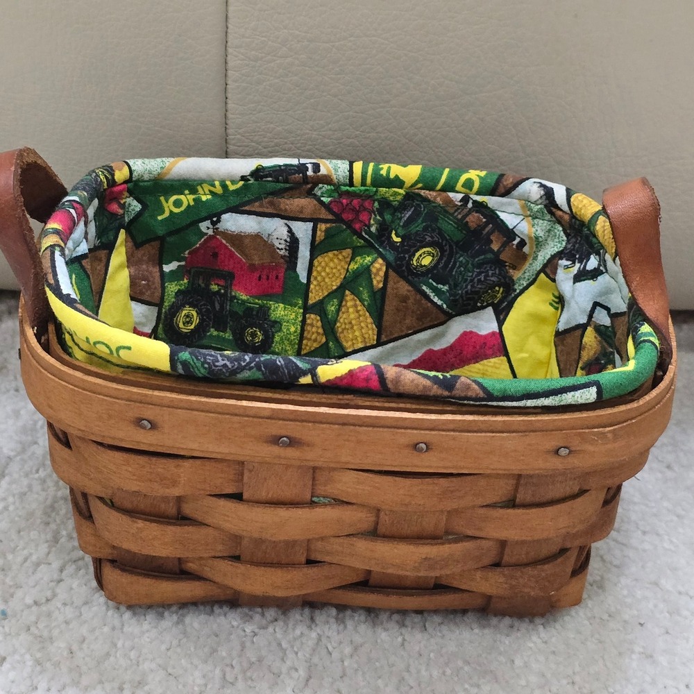 Vintage Longaberger Handwoven Basket John Deere Liner 2002 Dresden Ohio USA